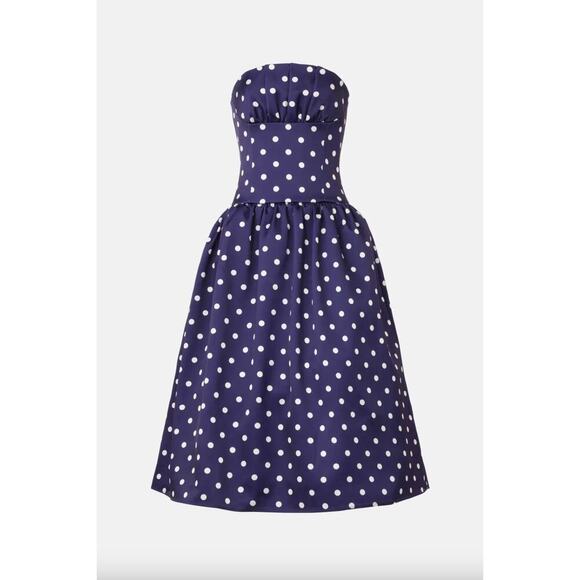 Self-Portrait Polka Dot Satin Midi Dress Sz 0 - Picture 4 of 11